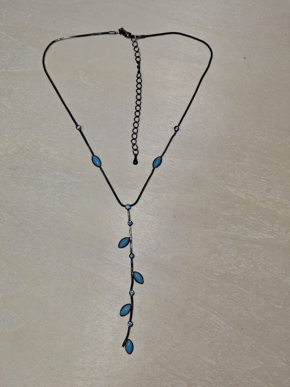 Delicate Blue Teardrop Y-Style Necklace